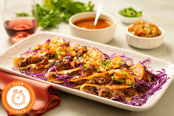 Slow Cooked Steak Birria Tacos with Homemade Salsa