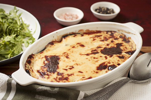 Beef Moussaka with Creamy Bechamel Topping
