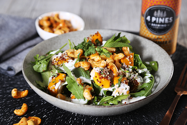 Pumpkin and Quinoa Salad, Sriracha Cashews and Zingy Fetta Dressing