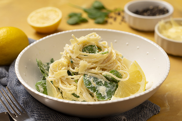Lemon Ricotta Spaghetti with Spinach and Parmesan