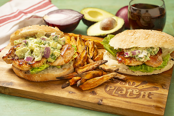 Hawaiian Chicken Burger with Pineapple and Avocado Salsa